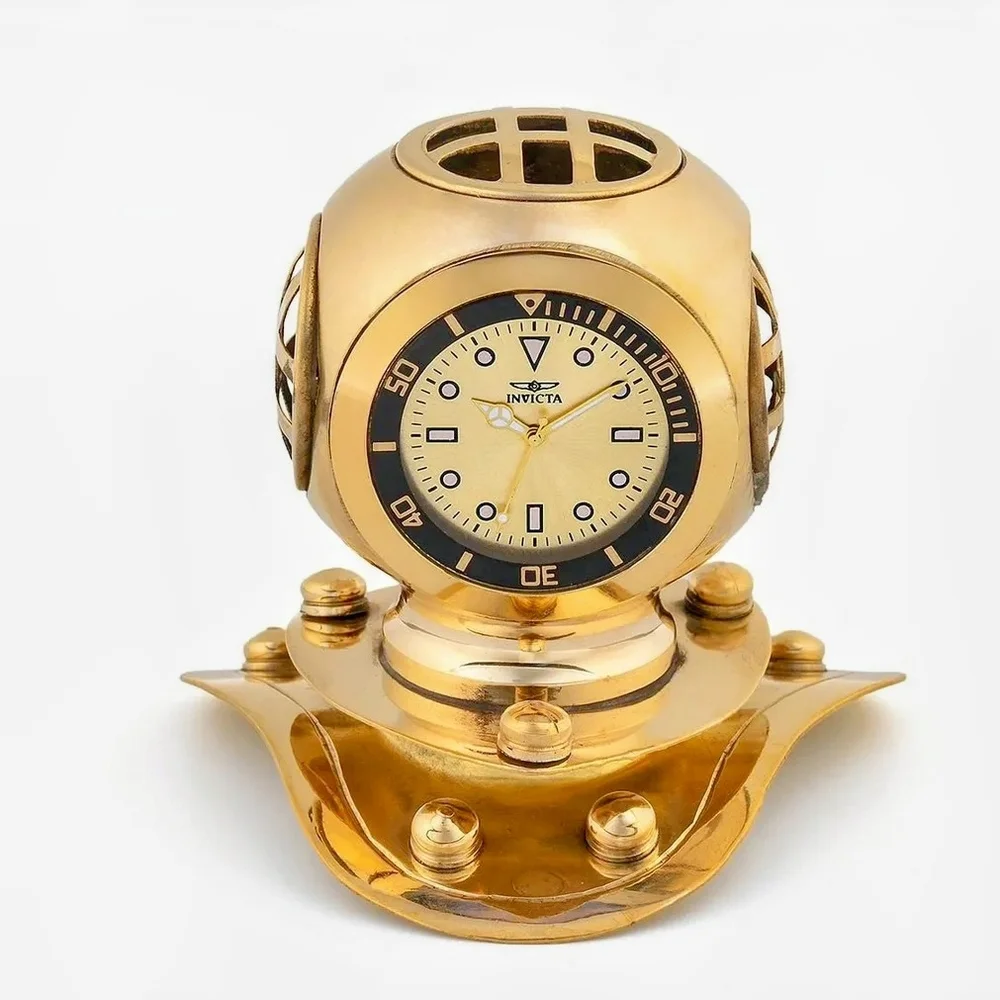 Invicta Gold Diving Helmet Clock - Picture 1 of 6